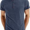 Mens Henley Short/Long Sleeve T-Shirt Cotton Casual Shirt